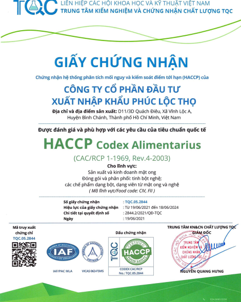 Giấy chứng nhận HACCP